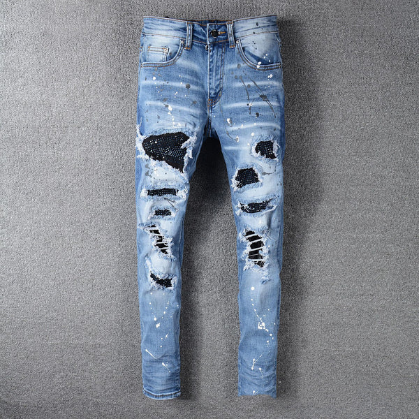 Jeans para Hombre con Parches Desgastados