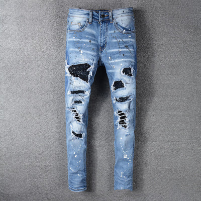 Jeans para Hombre con Parches Desgastados