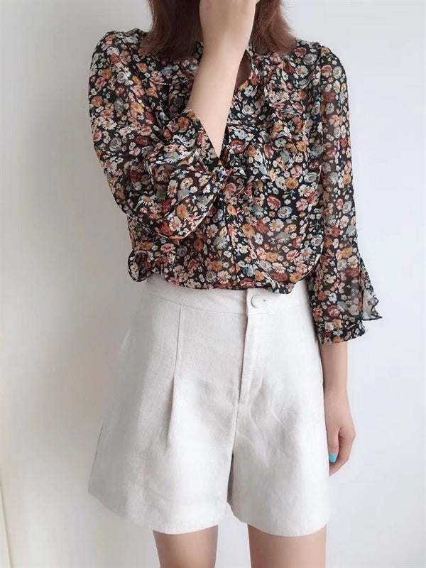 Blusa de Gasa Floral Elegante