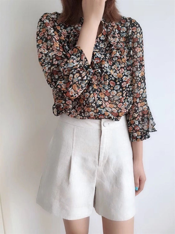Blusa de Gasa Floral Elegante