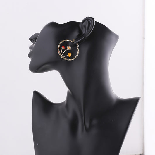 Aretes Colgantes Tres Hongos Dorados para Mujer - Diseño Trendy y Dulce - Image 4