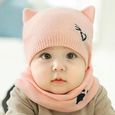 Conjunto Gorro y Bufanda Tejida para Bebé - Protección Invernal con Diseño Gato - Image 5