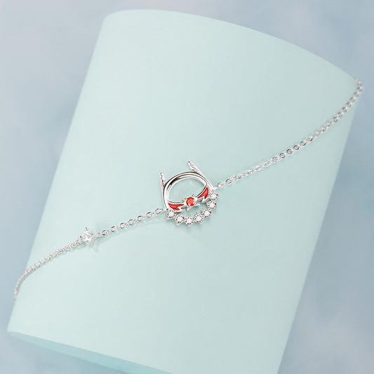 Pulsera de Plata Esterlina para Mujer con Detalles Blancos
