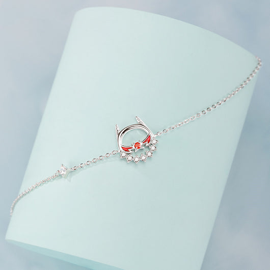 Pulsera de Plata Esterlina para Mujer con Detalles Blancos