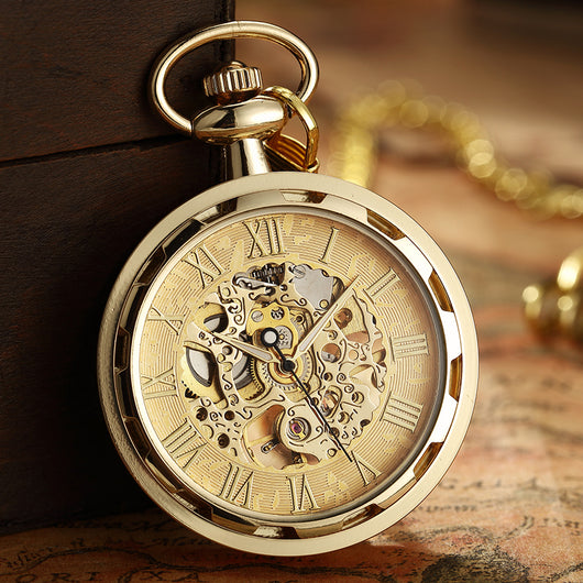 Reloj de Bolsillo Dorado Transparente con Diseño Hueco - Image 9