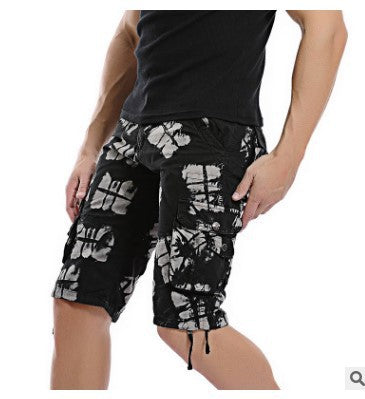 Pantalones Cargo Cortos Estilo Coreano Hombre - Cintura Suelta 5 Puntos Multi Bolsillo Camuflaje