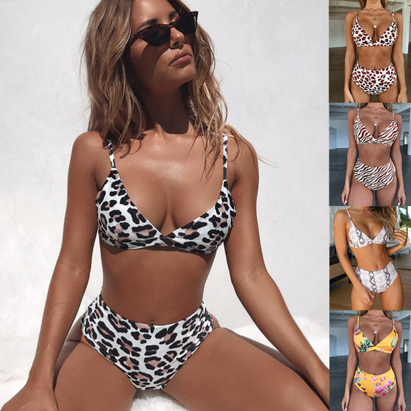 Bikini de Cintura Alta Estampado Leopardo y Serpiente - Diseño Explosivo y Sensual