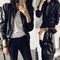 Chaqueta de Cuero PU Slim para Mujer - Estilo Motociclista Moderno