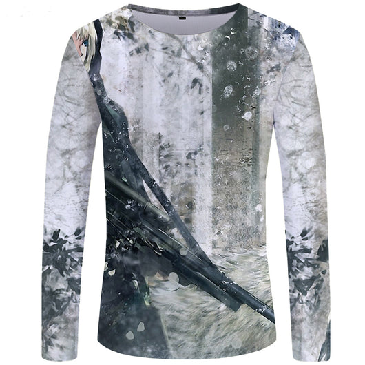 Camiseta Manga Larga Serie Lobo Impresión 3D para Hombre - Image 23
