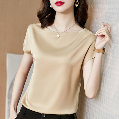 Blusa de Satén Manga Corta - Prenda Base Premium para Mujer - Image 6
