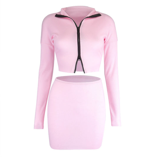 Conjunto de Falda Corta con Cierre y Blazer Liso para Mujer - Image 2