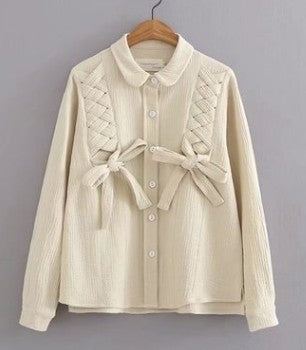 Camisa de Algodón Blanco con Moño Cruzado