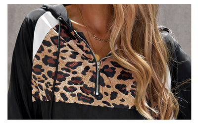 Sudadera con Capucha Estampado Leopardo y Costuras Contrastadas para Mujer - Image 8