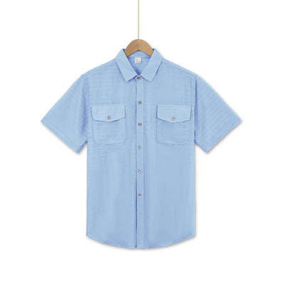 Camisa Suelta de Solapa Lisa para Hombre - Estilo Casual Festivo - Image 30