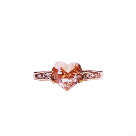 Anillo de Corazón Morganita para Mujer en Oro Rosa 18K - Image 4