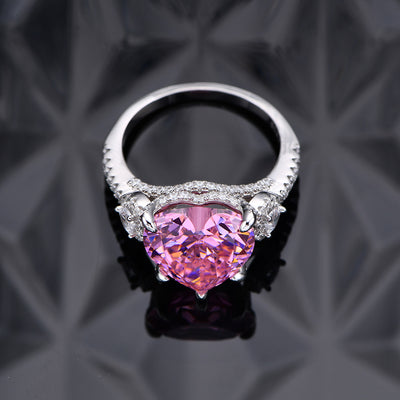 Anillo de Plata 925 con Corazón Incrustado de Diamantes 12mm - Image 4
