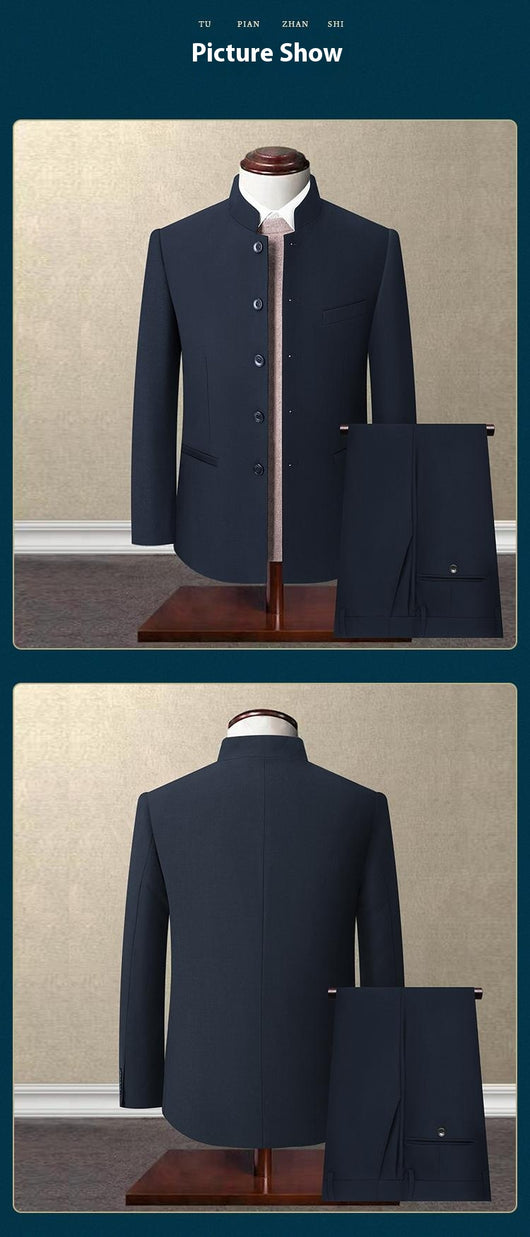 Traje Slim Fit Cuello Mao Juvenil Elegancia Moderna - Image 15