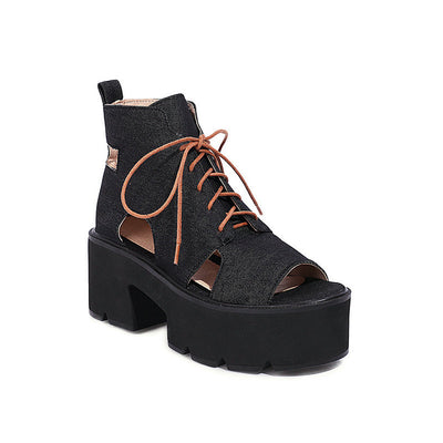 Sandalias Denim para Mujer con Cordones Delanteros y Punta Abierta - Image 5