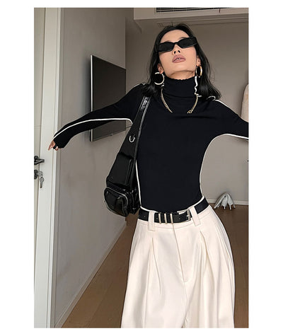 Pantalones Casuales Blancos de Cintura Alta Corte Recto para Mujer - Image 11