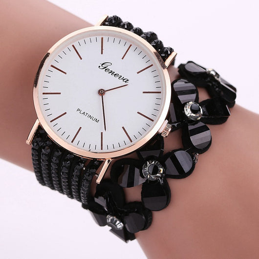 Reloj Elegante Geneva Flores para Mujer - Pulsera Cuarzo Diamantes Cristal - Image 4