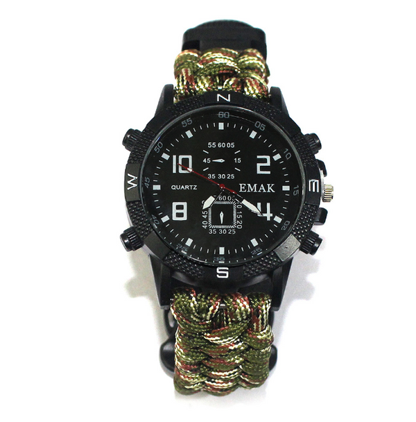 Reloj de Supervivencia Táctica AK17 con Brújula Multifunción y Cuerda Paracord Tejida - Image 6