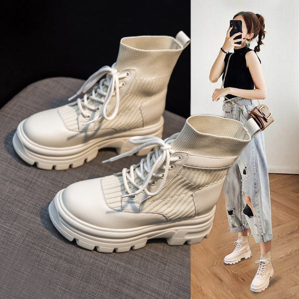 Botas Martin Cortas Transpirables Antideslizantes Estilo Británico para Mujer
