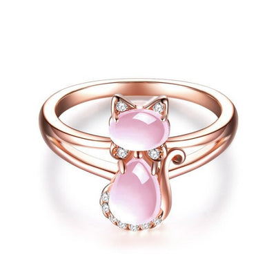 Juego de Joyas Felinas en Oro Rosa con Cristal de Cuarzo - Image 6