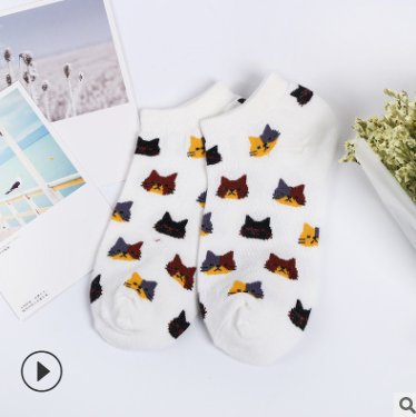 Calcetines de Algodón para Mujer con Diseño de Gatos