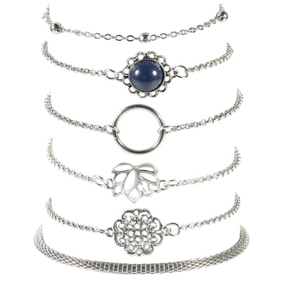 Juego de 6 Pulseras de Piedra con Hojas de Loto - Diseño Trendy Europa y Estados Unidos - Image 2