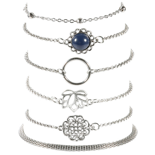 Juego de 6 Pulseras de Piedra con Hojas de Loto - Diseño Trendy Europa y Estados Unidos - Image 2