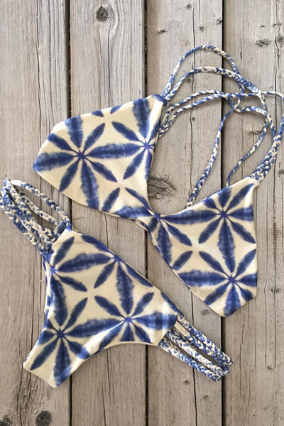 Conjunto de Bikini con Estampado de Hojas y Cuerda Trenzada - Image 3