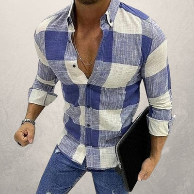 Camisa Casual de Manga Larga con Botones para Hombre