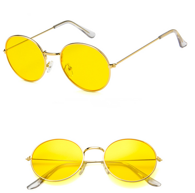 Round clear lens glasses with silver metal frames and black temple tips, shown from an angled and front view. - Image 13