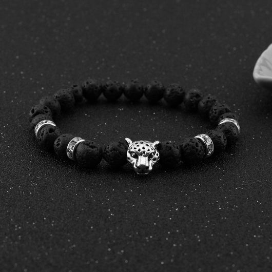 Pulsera de Cuentas Buda en Piedra Volcánica Negra Mate - Image 3