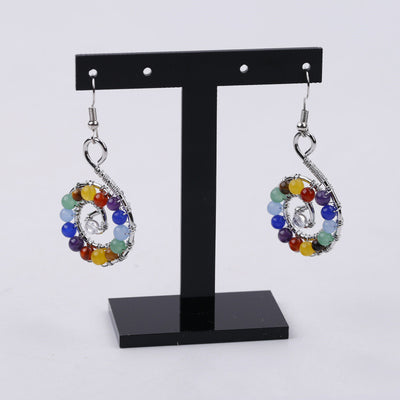 Aretes de Piedras Naturales Multicolores con Cuentas Artesanales - Image 4