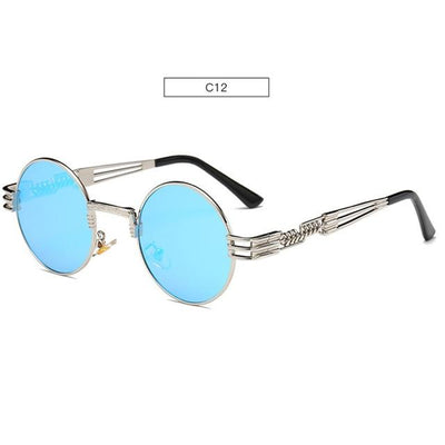 Gafas de Sol Redondas Steampunk Doradas con Cristales Espejados - Estilo Retro Vintage Unisex - Image 4