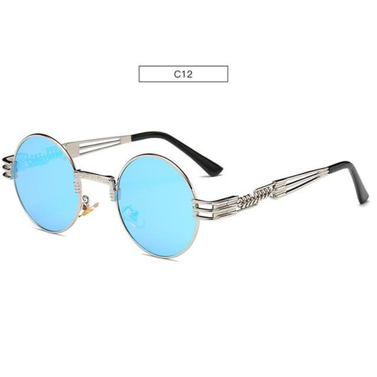 Gafas de Sol Redondas Steampunk Doradas con Cristales Espejados - Estilo Retro Vintage Unisex - Image 4