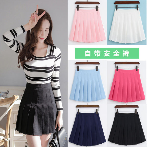 Falda Plisada Blanca de Cintura Alta Estilo Colegiala Japonesa