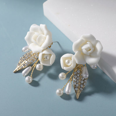 Aretes de Cerámica con Flores Blancas - Image 3