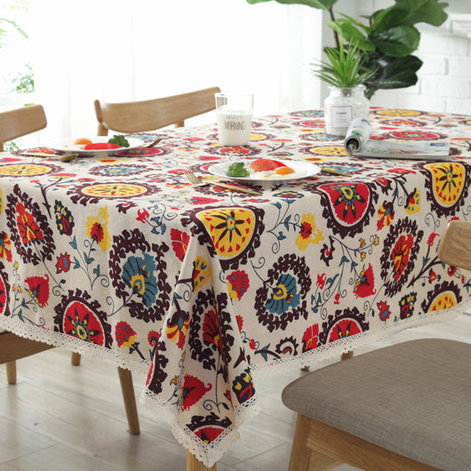 Mantel de Algodón y Lino con Estampado de Girasoles - Image 3
