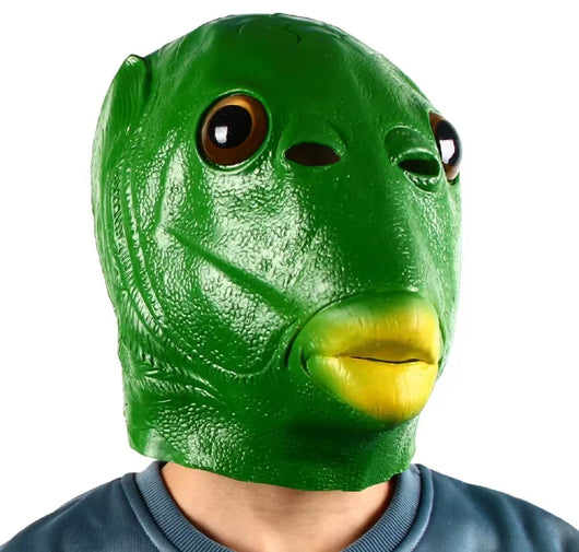 Máscara de Cabeza de Pez Verde - Disfraz Viral para Fiestas y Redes Sociales - Image 7