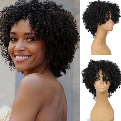 Peluca de Cabello Corto Rizado Negro - Image 12