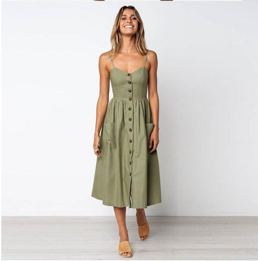 Vestido Halter con Tirantes Ajustables y Bolsillos Funcionales - Image 3