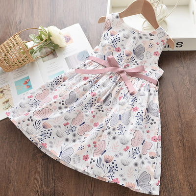 Vestido Sin Mangas Estampado de Mariposas para Primavera y Verano