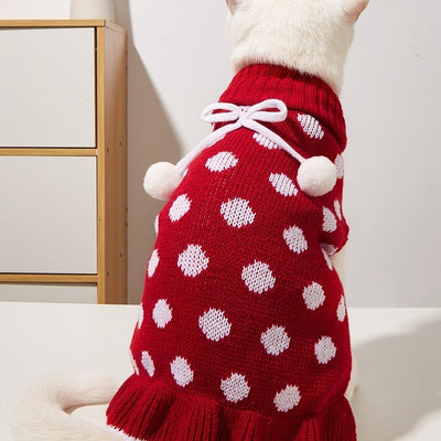 Suéter para Mascotas con Falda Lunares y Hoja de Loto