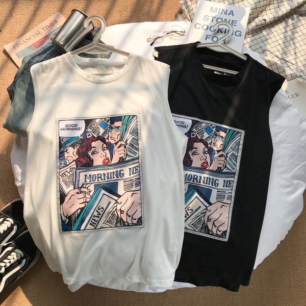 Chaleco Suelto Hip-hop Harajuku Tendencia Urbana sin Mangas