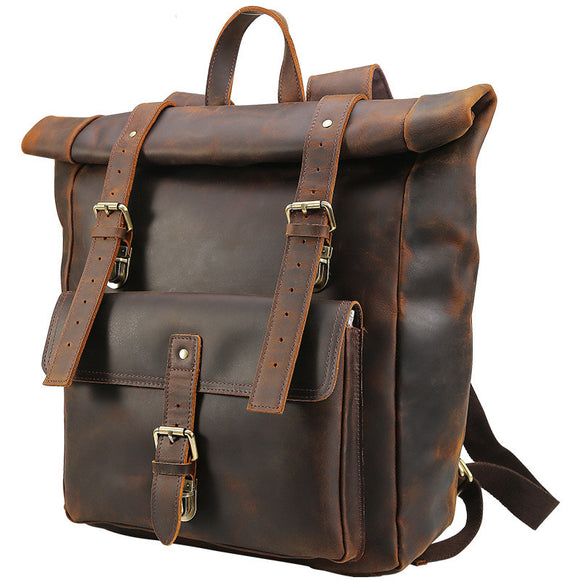 Mochila de Viaje en Cuero Crazy Horse para Hombre