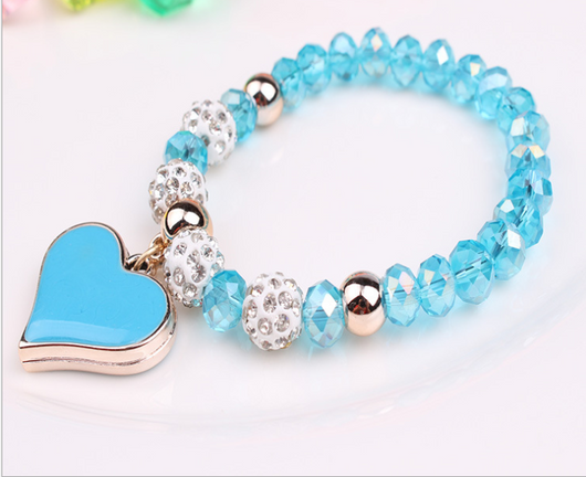Pulsera Elástica de Cristal con Corazón - Brazalete Ajustable - Image 7