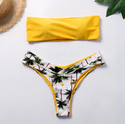 Bikini Dividido con Estampado de Coco - Diseño Europeo con Moño - Image 3