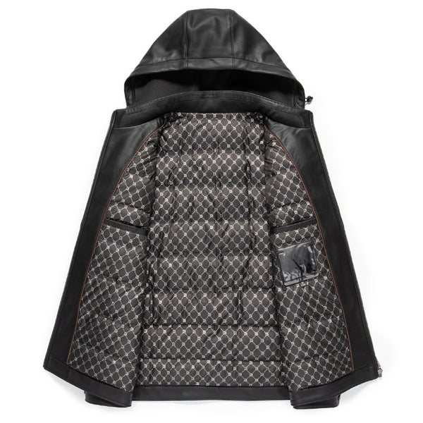 Chaqueta de Cuero Acolchada para Hombre - Estilo Personalidad Fashion